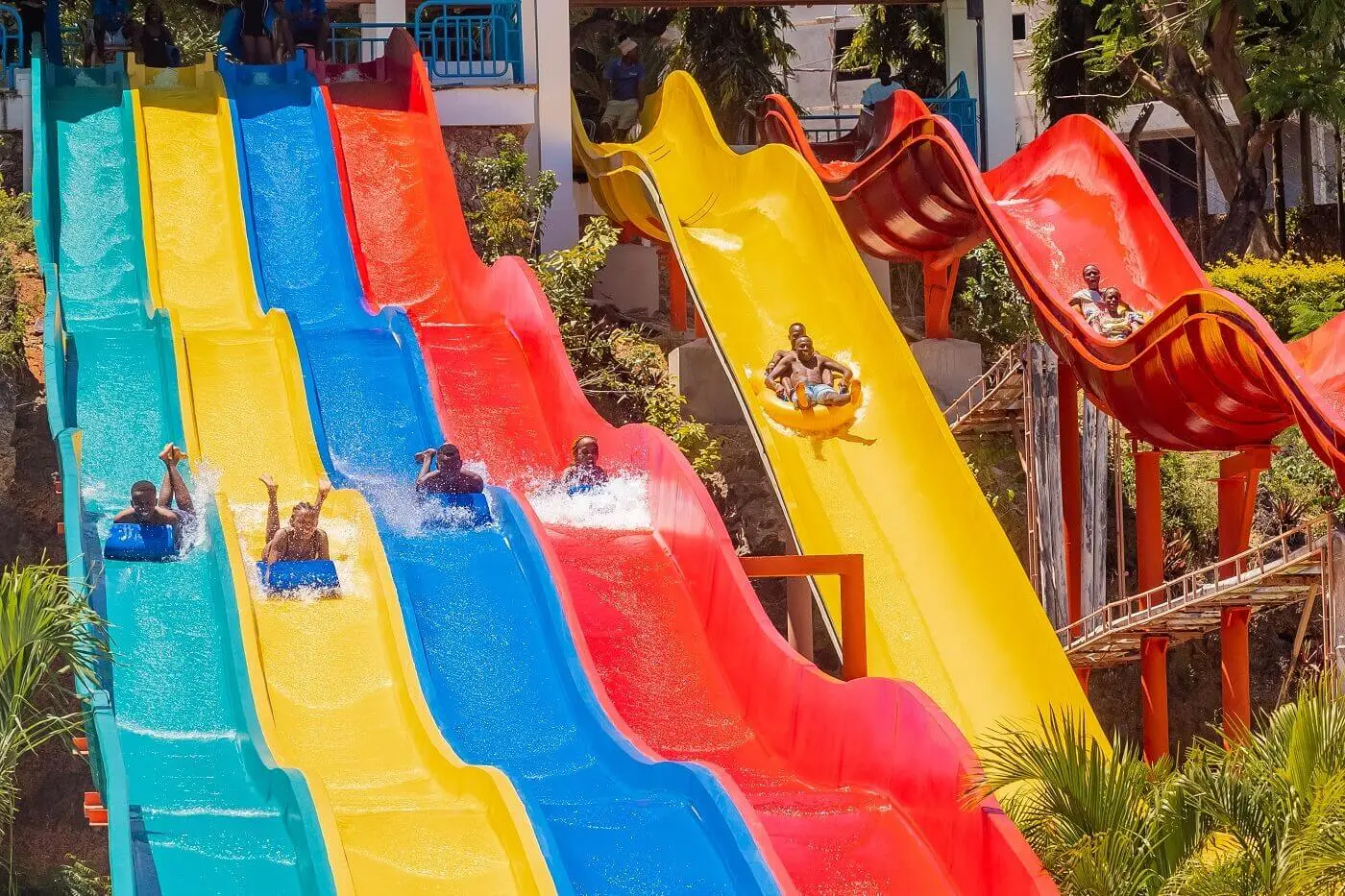 Multilane and Harakiri water slides Wild Waters Kenya
