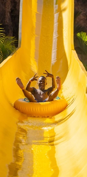 guests enjoying water slides Wild Waters Kenya